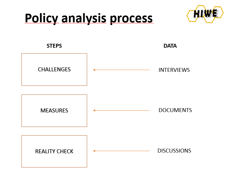 Infographic of the HIWE's policy analysis process