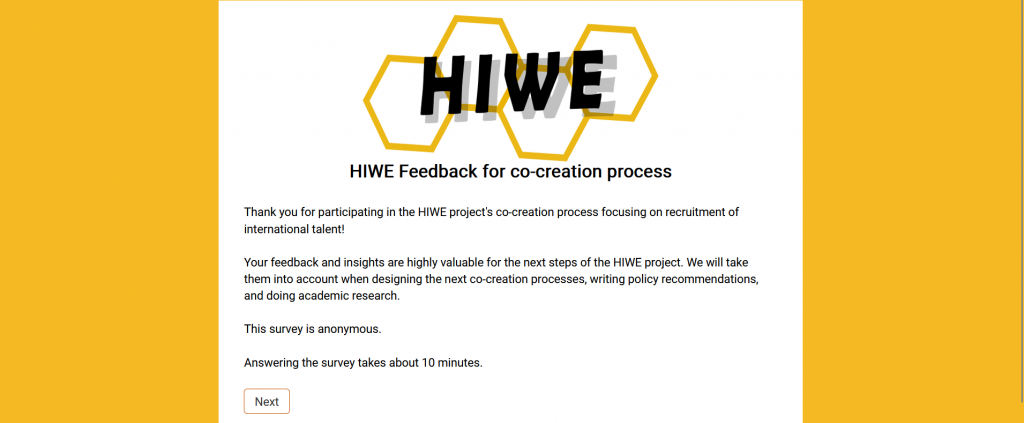 HIWE project's feedback form 