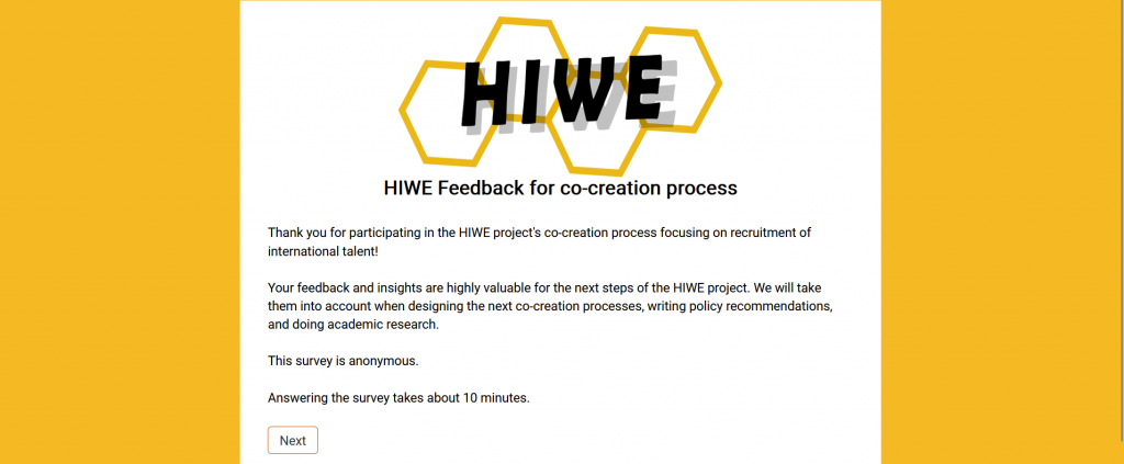 HIWE project's feedback form